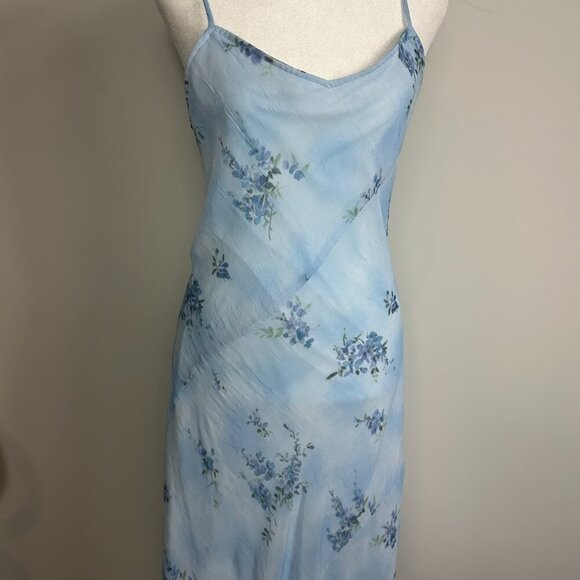 Y2K a fortiori Light Blue Floral Maxi Dress Women’s Size 13 - Picture 4 of 6